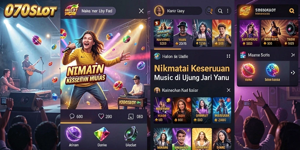 Screenshot gameplay 070SLOT menampilkan interaksi seru dengan lagu-lagu populer.