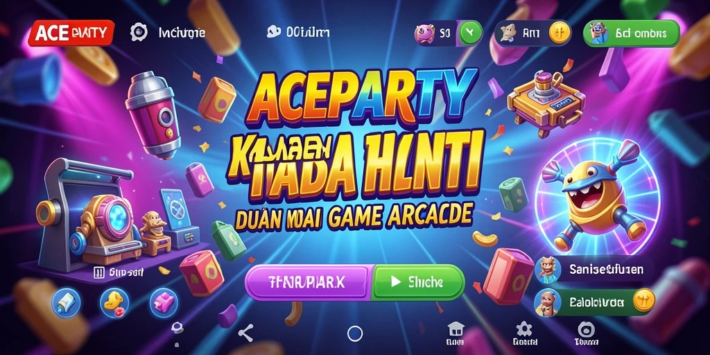 Screenshot utama ACEPARTY menunjukkan aksi gameplay Arcade yang seru.