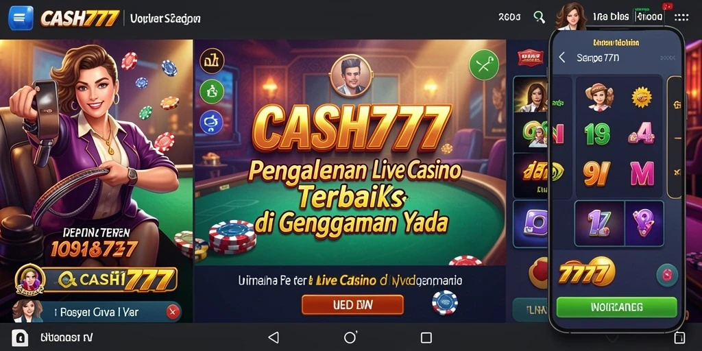 Screenshot utama CASH777 menampilkan aksi seru permainan Live Casino.
