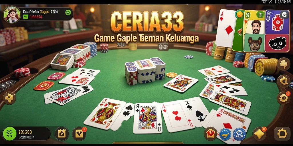 Screenshot CERIA33 menampilkan antarmuka gameplay Gaple yang menarik.