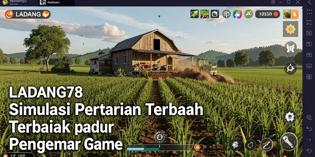 Tangkapan layar utama LADANG78 yang menampilkan gameplay simulasi pertanian.