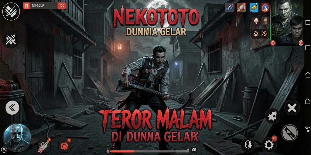 Screenshot gameplay <strong>NEKOTOTO</strong> menampilkan momen menegangkan di kegelapan.