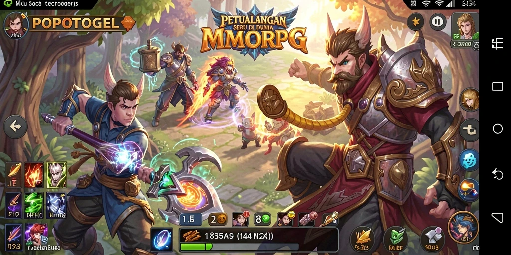 Screenshot dari gameplay seru di POPOTOGEL, menampilkan karakter dalam pertempuran.